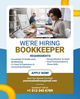 We Are Hiring Bookkeeper Flyer Template