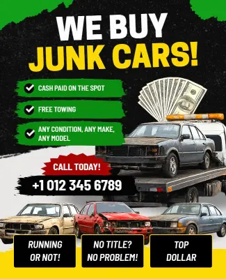 We Buy Junk Cars Advertisement Flyer Template