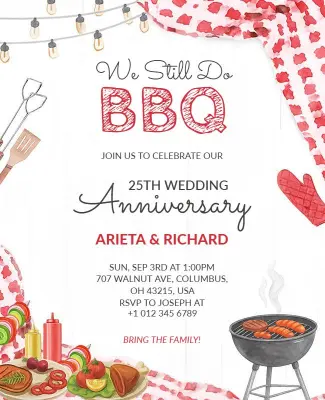 Wedding Anniversary BBQ Celebration Flyer Template