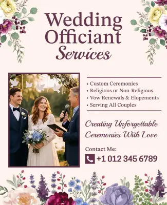 Wedding Officiant Services Floral Poster Template