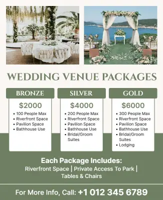 Wedding Venue Package Options Flyer Template
