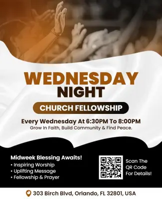 Wednesday Night Church Fellowship Event Flyer Template