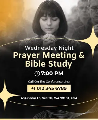 Wednesday Night Prayer and Bible Study Event Poster Template