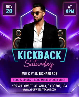 Weekend Kickback Saturday Night Music Party Flyer Template