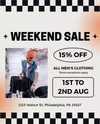 Weekend Sale Mens Clothing Discount Flyer Template