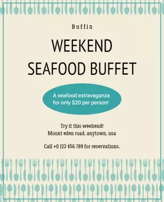 Weekend Seafood Buffet Promotional Flyer Template