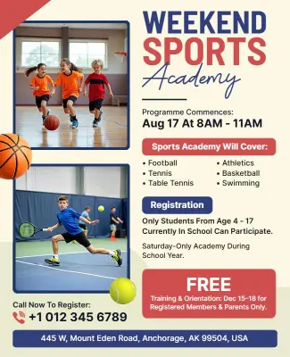 Weekend Sports Academy Registration Flyer Template