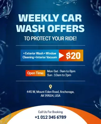 Weekly Car Wash Service Promotion Flyer Template