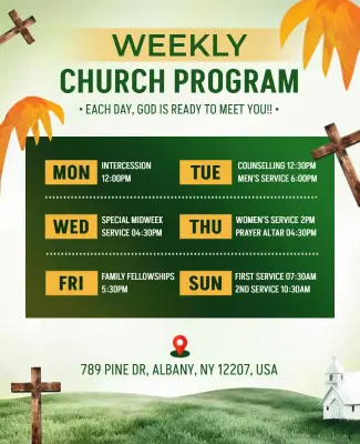 Weekly Church Service Program Flyer Template