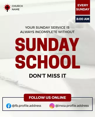 Weekly Church Sunday School Flyer Template
