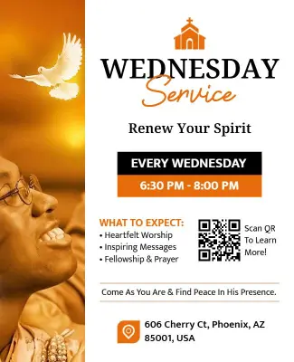 Weekly Church Wednesday Worship Service Flyer Template