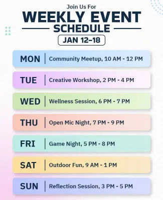Weekly Community Events Schedule Flyer Template