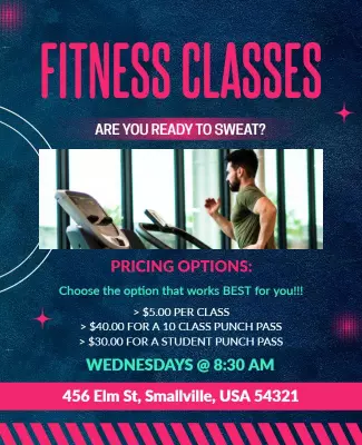 Promotional Weekly Fitness Class Flyer Template