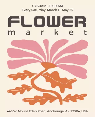 Weekly Flower Market Event Promotion Flyer Template