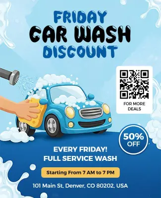 Weekly Friday Car Wash Discount Flyer Template