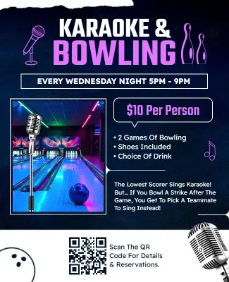 Weekly Karaoke and Bowling Night Flyer Template