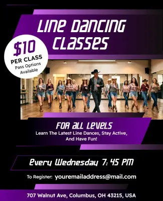 Weekly Line Dancing Classes Advertisement Poster Template