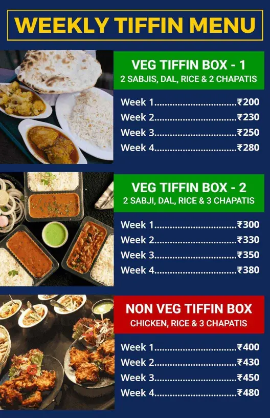 Weekly Meal Plan Tiffin Menu Template