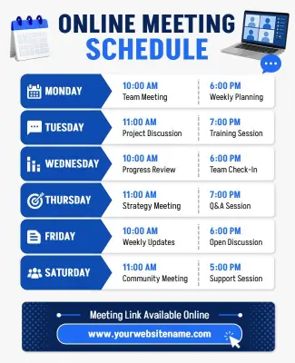 Weekly Online Meeting Schedule Poster Template