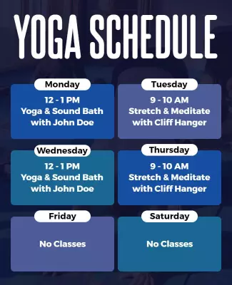 Serene Blue Yoga Class Weekly Schedule Flyer Template