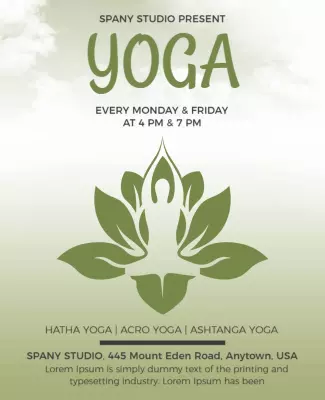 Weekly Yoga Classes Promotional Flyer Template