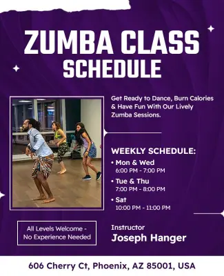 Weekly Zumba Class Schedule Flyer Template