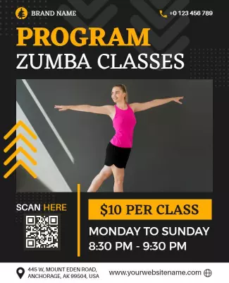 Weekly Zumba Fitness Class Program Flyer Template
