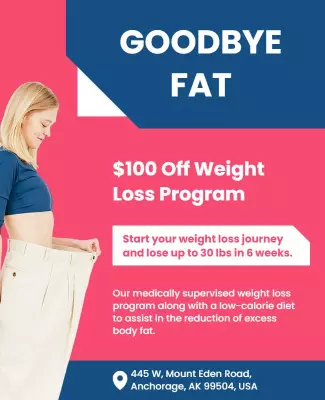 Dynamic Pink Fitness Weight Loss Program Flyer Template