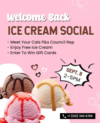 Welcome Back Ice Cream Social Flyer Template