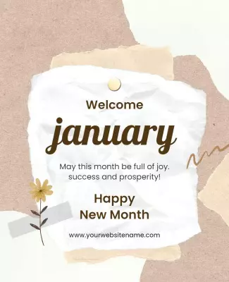 Welcome January New Month Celebration Flyer Template