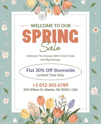 Welcome to Spring Seasonal Sale Promotion Flyer Template
