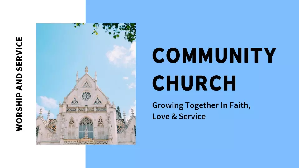 Welcoming Blue Community Faith Church Overview Presentation Template