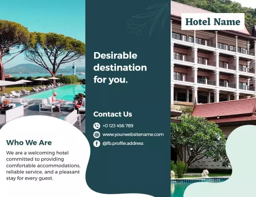 Welcoming Hotel Amenities and Services Tri Fold Brochure Template