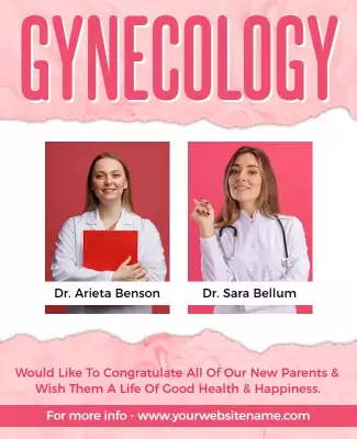 Welcoming Pink Gynecology New Parents Congratulations Poster Template