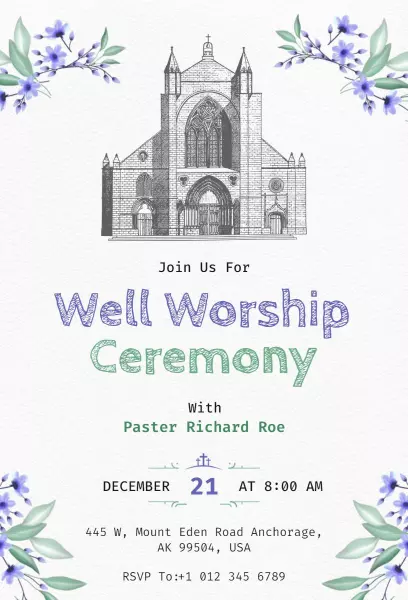 Well Worship Ceremony Church Event Invitation Template