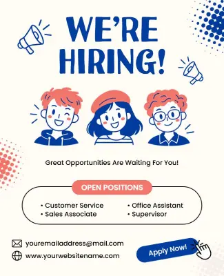 We're Hiring Job Vacancy Flyer Template