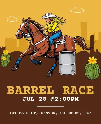 Western Barrel Racing Event Flyer Template