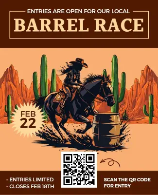Western Desert Cactus Barrel Race Event Flyer Template