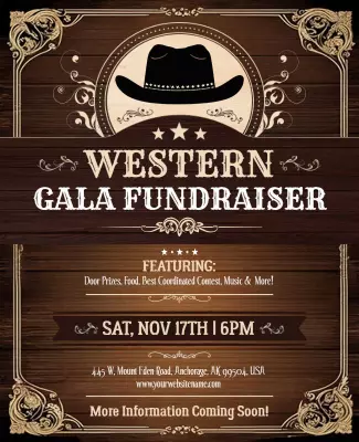 Western Gala Fundraiser Event Flyer Template