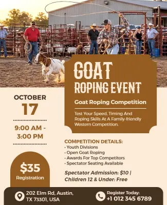 Western Goat Roping Competition Event Flyer Template