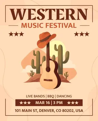 Western Music Festival Event Flyer Template