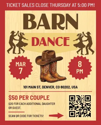 Western Themed Barn Dance Event Flyer Template