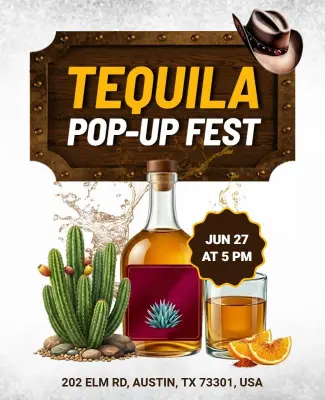 Western Themed Tequila Pop-up Fest Flyer Template