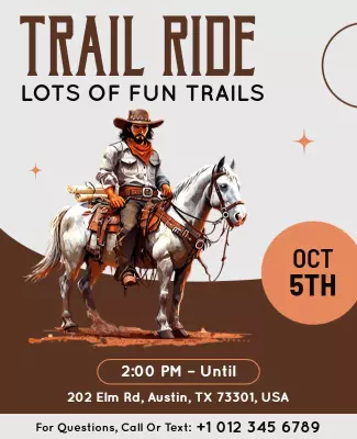 Western Themed Trail Ride Event Poster Template