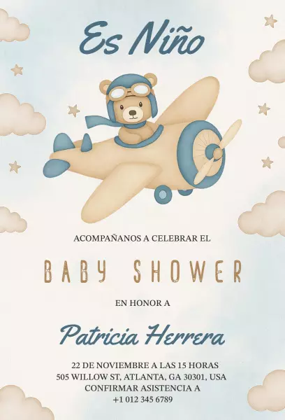 Whimsical Airplane Baby Shower Celebration Invitation Template