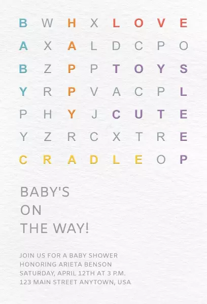 Whimsical Alphabet Baby Shower Celebration Invitation Template