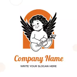 Whimsical Angel Playing a Ukulele to Inspire Joy Logo Template