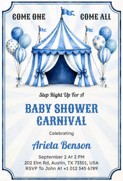 Whimsical Baby Shower Carnival Celebration Invitation Template