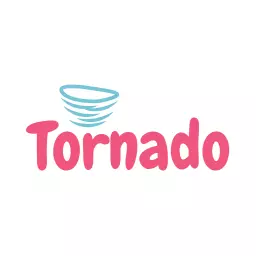 Whimsical Blue and Pink Tornado Design for Fun Logo Template