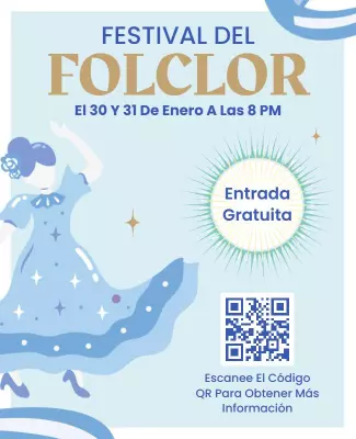 Whimsical Blue Folklore Festival Celebration Poster Template